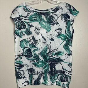 Luisa Ricci Italian Made Knit Floral Sleeveless Loose Relaxed Fit Top